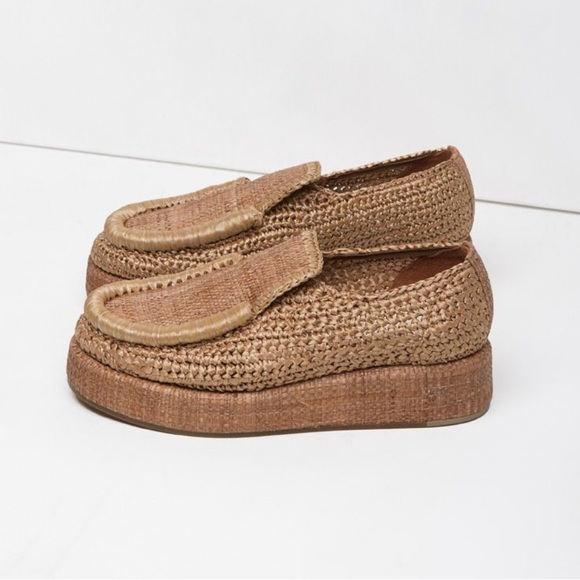 ACNE STUDIOS  Laurie Raffia Woven Platform Loafers 38 - Picture 1 of 8
